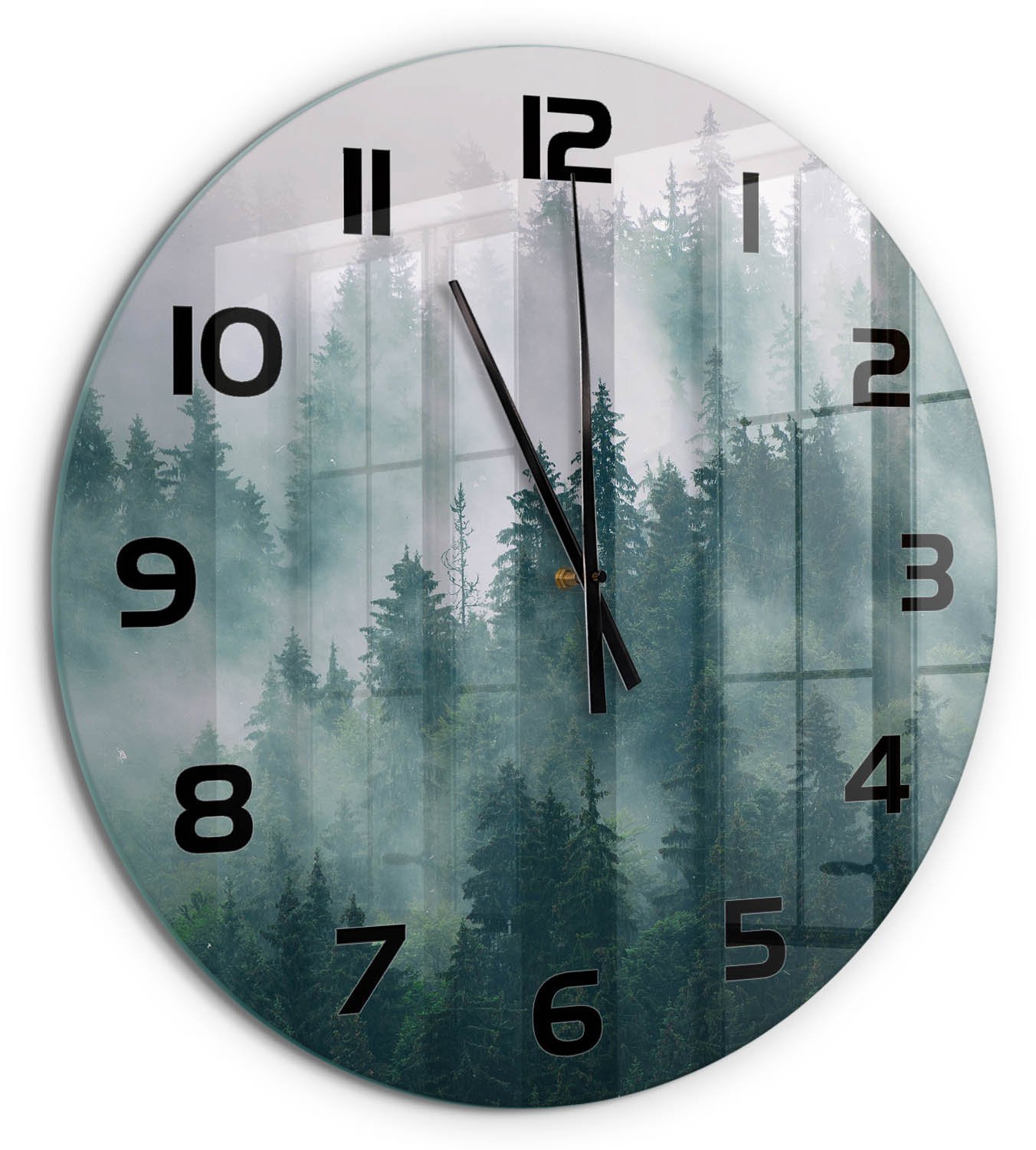Tulup Wandklok Mist boven het bos - Grijs - Diameter: 60 cm