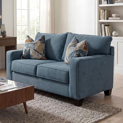 Furniture of America Nestia Fabric Track Arm Upholstered Loveseat with Accent Pillows