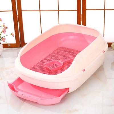 Uplift Essentials Extra Large Splash Proof Double Layer Cat Litter Box pink l
