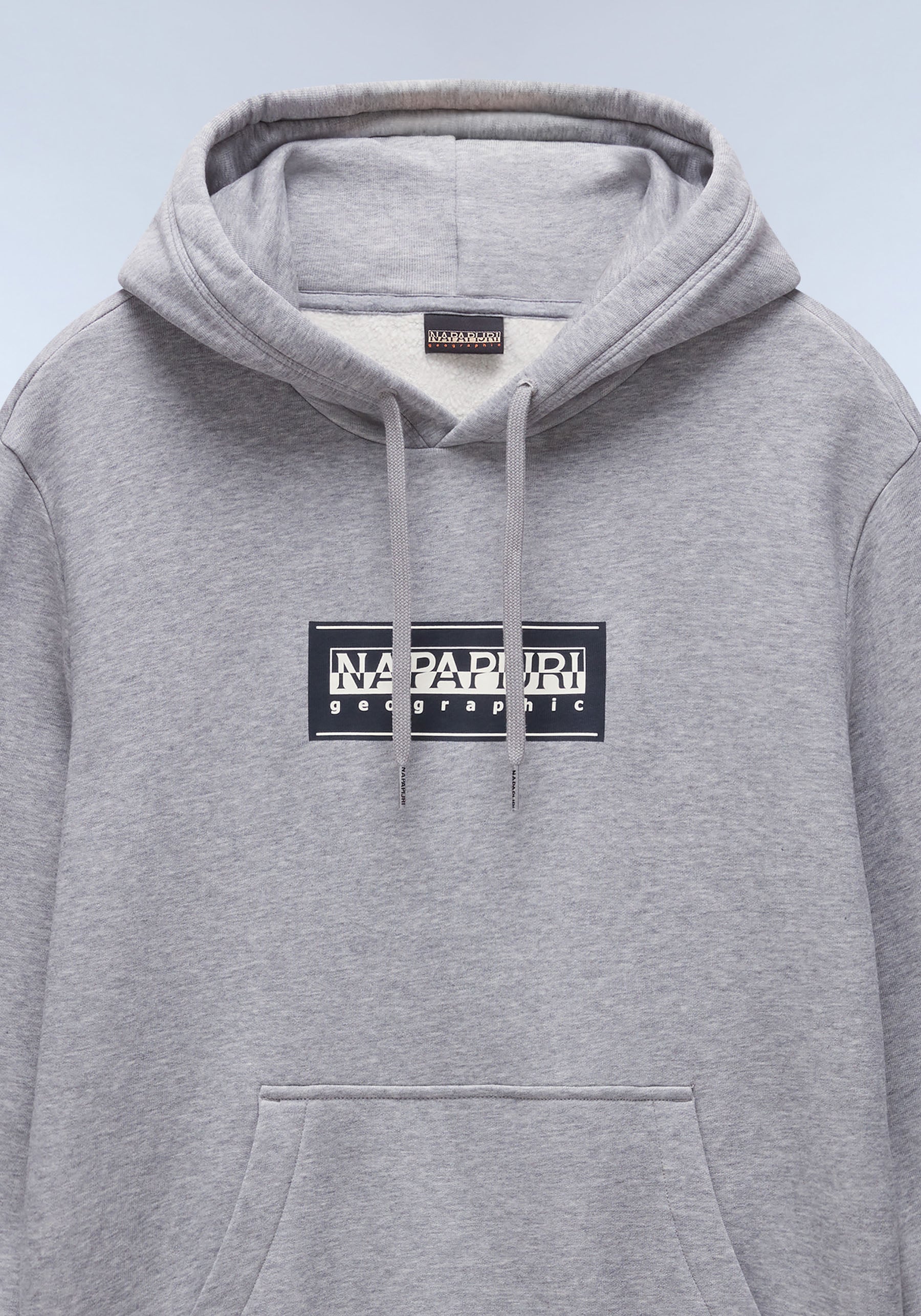 Kapuzensweatshirt NAPAPIJRI "SUZE", Herren, Gr. M, grau (medium grau melange), Obermaterial: 90% Baumwolle, 10% Polyester, Rundhals, Bündchen, Sweatshirts Kapuzensweatshirt, mit farblich passender Kapuzenfütterung medium grau melange M