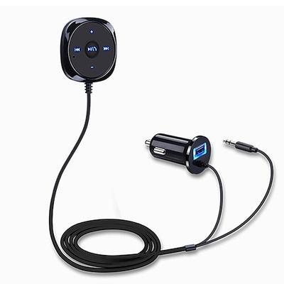 Bluetooth-Freisprecheinrichtung - Freisprechlautsprecher MP3-Drahtlosempfänger für Musik-Streaming und Anrufe 3,5 mm AUX 5V/2,1A USB-Autoladegerät