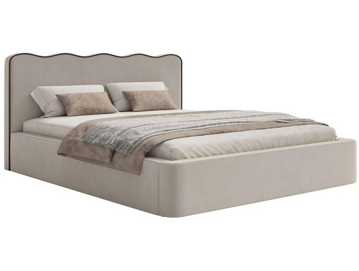 Selsey Duney - Lit Tapissé 140x200 avec Revêtement Velours\, Beige