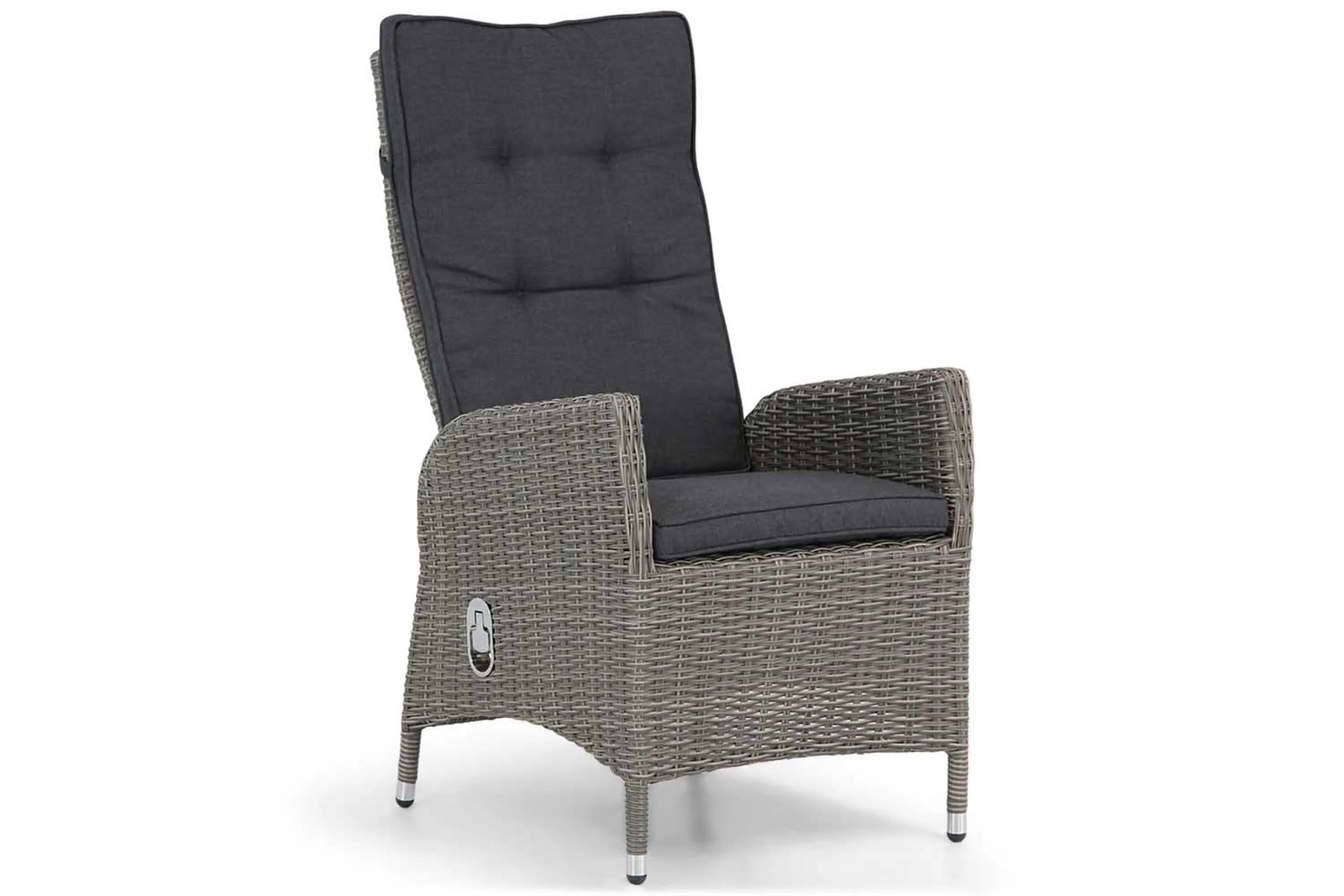 Garden Collections Lincoln verstelbare tuinstoel met armleuningen en kussens in polyrattan, bruin/grijs