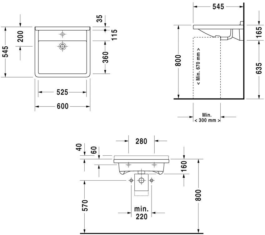 Duravit Starck 3 Waschtisch Vital Med 60 cm