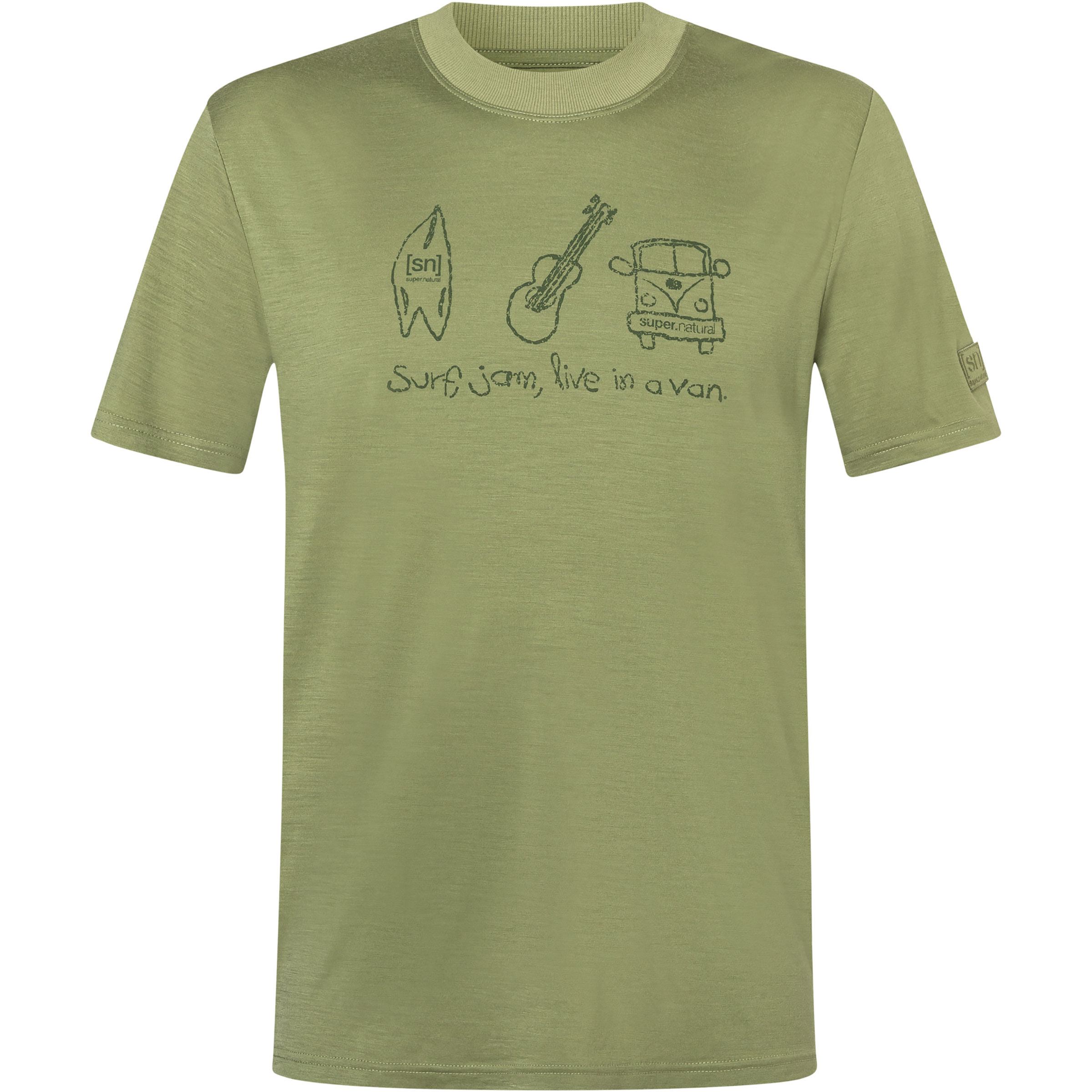 Super.Natural Van Life J Herren T-Shirts oliv Größe XL Lifestyle Hautfreundlich Merinowolle