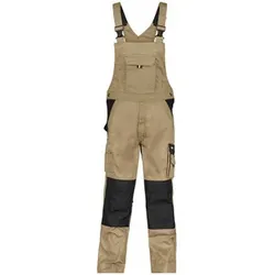 Versailles Zweifarbige Arbeitslatzhose mit Kniepolstertaschen, khaki/schwarz, Schrittlänge Standard, Größe 44 - khaki/schwarz - 44