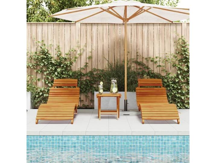 Desginer Bains de soleil - UU - Chaises longues (2 pcs) - en bois d'acacia massif CC1393