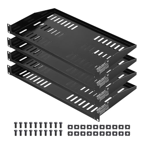 VEVOR 4-pack 1U serverrackplanken, geventileerd, zwart, Diepte: 254 mm, voor 482 mm kast