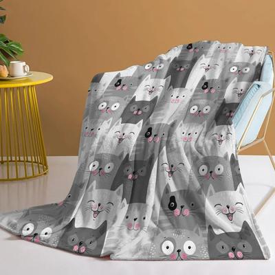 Uplift Picks Pink Face Grey Cat Flannel Fleece Throw Blanket 125x150cm