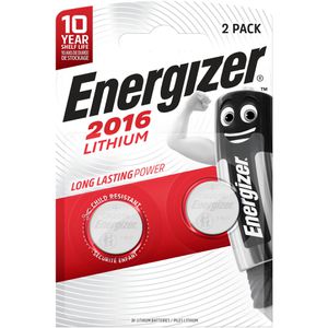 Energizer Knopfzelle CR2016, 90 mAh, Lithium, 2 Stück