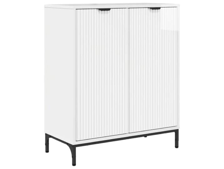 KPOTUERTU Sideboard Hochglanz Weiß 69,5 x 33 x 82 cm Holzwerkstoff Rechteckige Form, Metallfüße, Scharniertüren, Wandbefestigungs-Set, Esszimmer, Küche, Wohnzimmer
