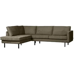 Ecksofa Rodeo aus Struktursamt, modern und gepolstert, Links, dunkelgrün Bonsai
