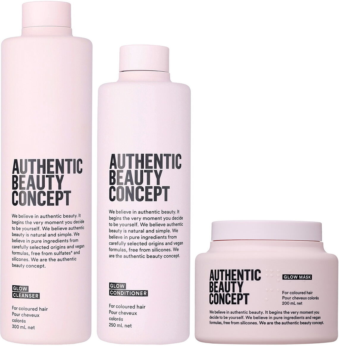 750ml Authentic Beauty Concept Glow Set (Shampoo 300ml + Conditioner 250ml + Mask 200ml)