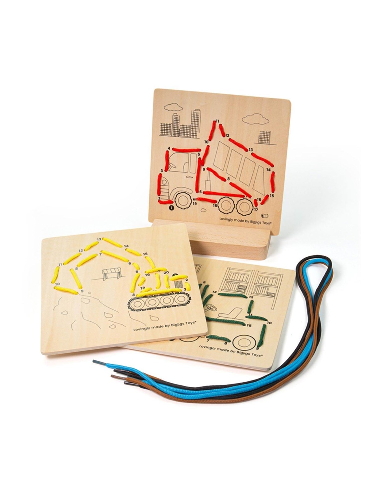 Bigjigs Wooden Puzzle by Numbers - Construction 8 pieces. Holz