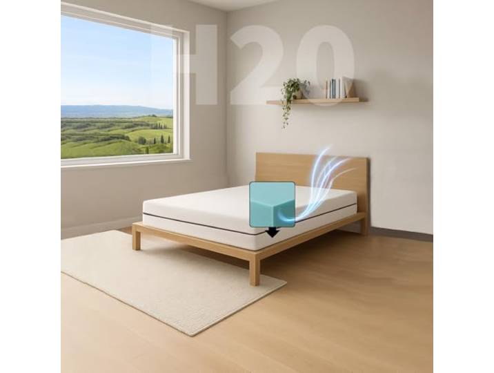 Comfy Line - Matratze für französisches Bett 130 x 195 cm aus Wasserschaum, Höhe 20 cm. 7 Zonen, orthopädisch. Bezug aus frischer und atmungsaktiver Baumwolle. Hergestellt in Italien