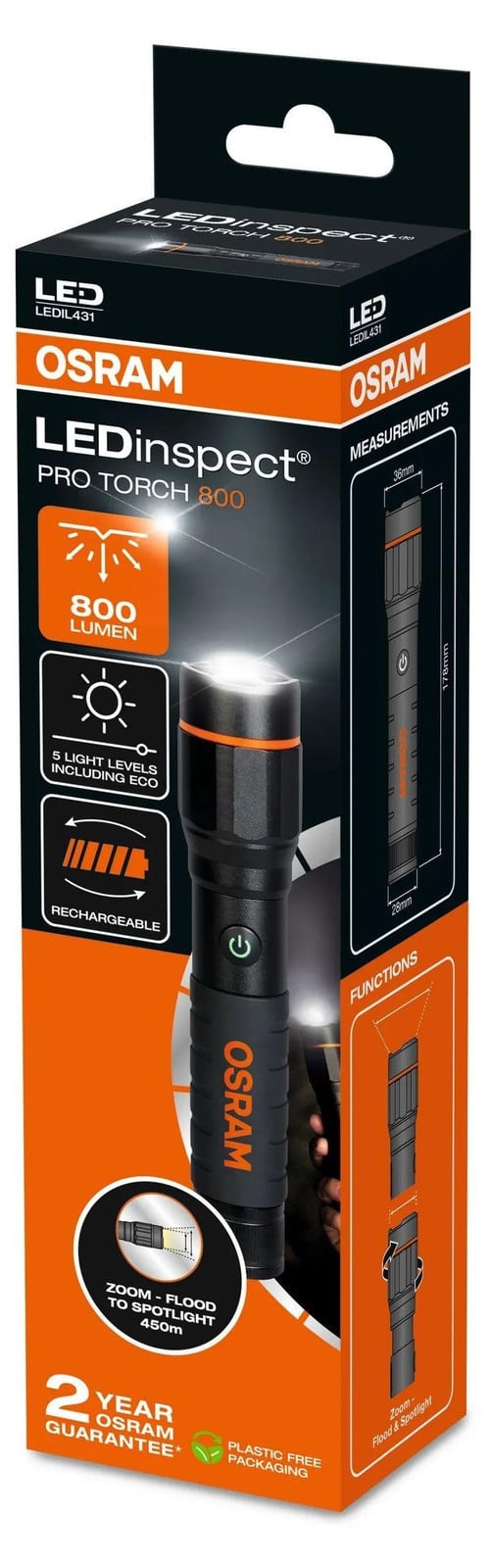 Osram LED Werklamp, 800 lumen, 8,5 watt, 6000K, Inspectielamp
