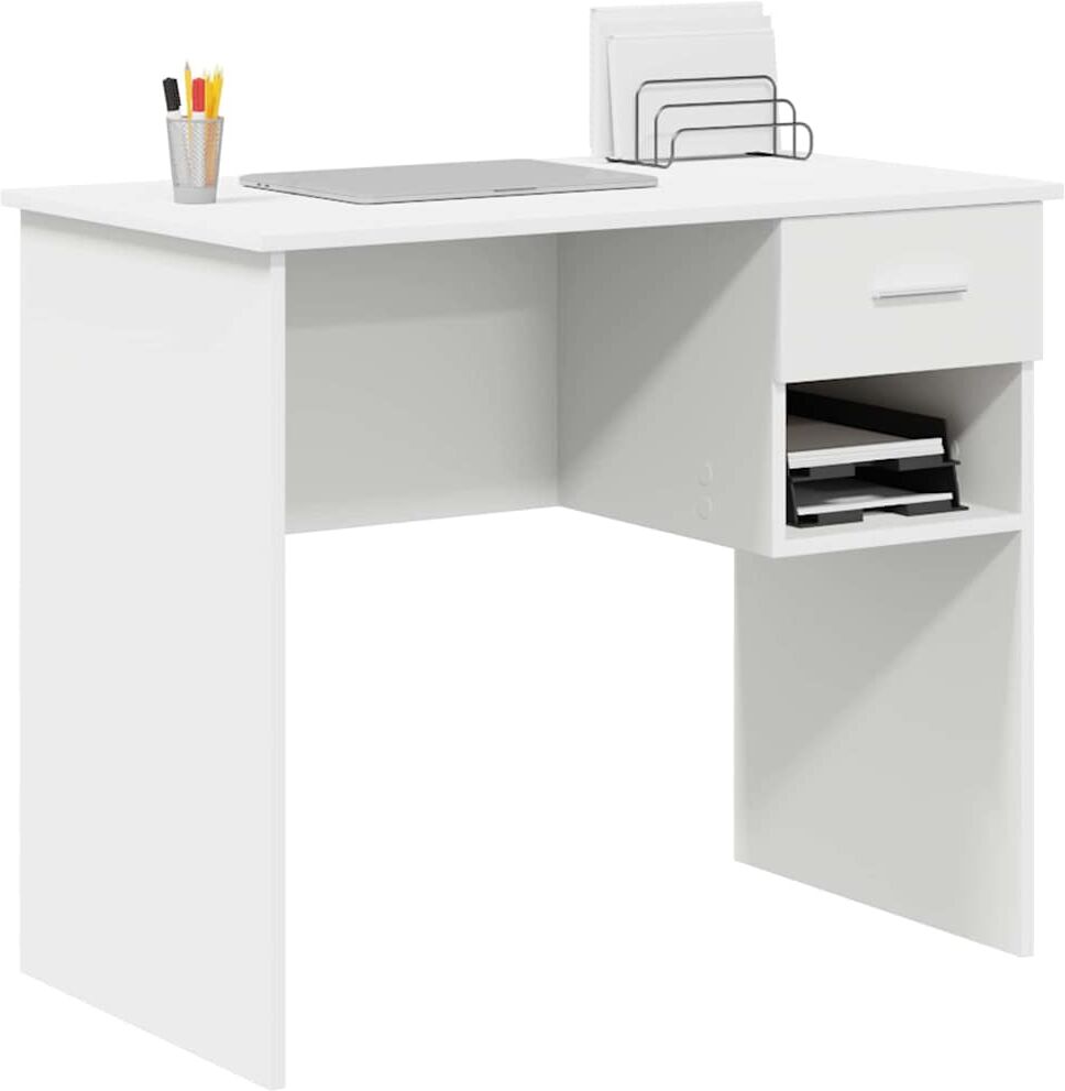vidaXL Bureau Blanc 90 x 49 x 75 cm Bois d'ingénierie