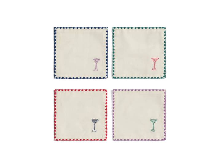 &klevering - Zigzag Cocktailserviette, 12 x 12 cm, mehrfarbig (4er-Set)