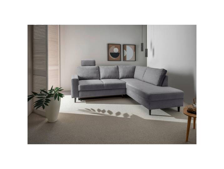 Livetastic Eckschlafsofa, Dunkelgrau, Holz, Buche, Uni, 242x200 cm, Made in EU, Rücken echt, Schlafzimmer
