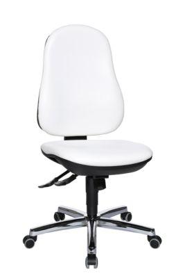Topstar Bürostuhl SUPPORT SY, ohne Armlehnen, Synchronmechanik, Bandscheibensitz, Kunstleder desinfektionsmittelbeständig, weiß/chromsilbern