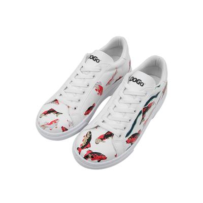 Sneaker DOGO "Ace Low-Top Sneaker Koi World Damen Sneaker", Damen, Gr. 36, Normalschaft, weiß, Lederimitat, Schuhe Sneaker, Handgefertigt