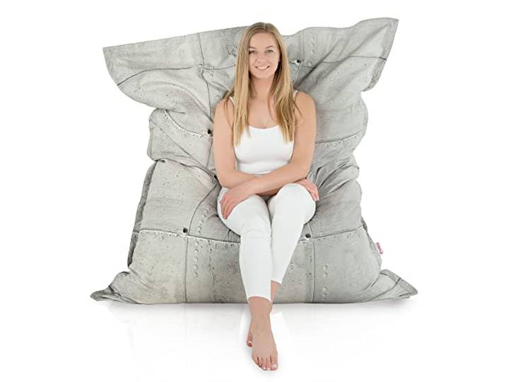 Italpouf Sitzsack XXL Riesensitzsack, Sitzkissen Indoor, Sitzsack Sessel für Erwachsene, EPS Perlen Füllung, Abnehmbarer Bezug, Maschinenwaschbar, Industrial, 175x135 cm