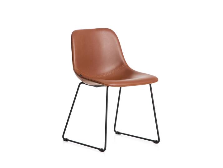 Kave Home Eetkamerstoel Zahara Lederlook - Bruin