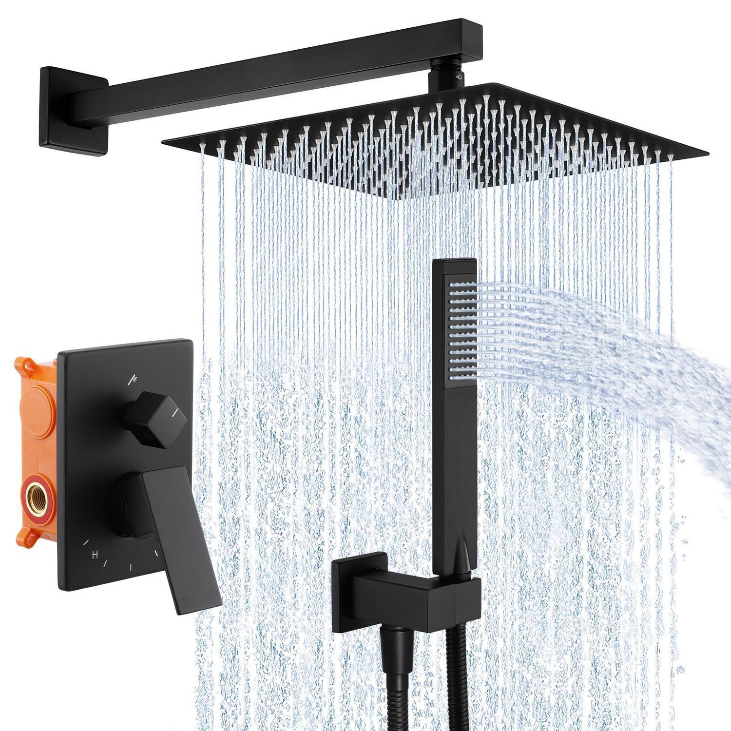 Unterputz Duscharmatur Set 12 Zoll Regendusche Handbrause Schwarz