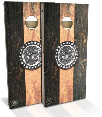 Skip's Garage Missouri Flag Vintage Outdoor Cornhole Board Set