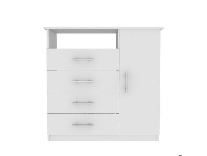 Commode Peru de 91 cm avec 4 tiroirs et penderie blanc
