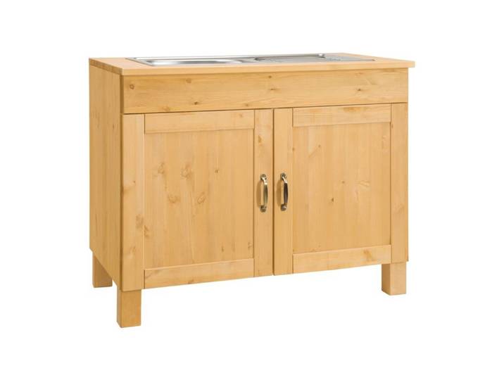 Alby-meuble Évier 100 Cm Avec 2 Portes En Pin Teinté