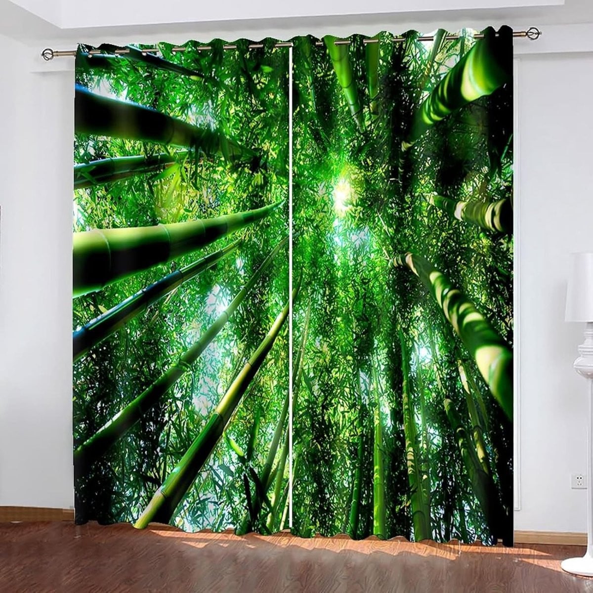 Set van twee verduisterende gordijnen in groen, 96 x 183 cm