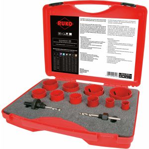 RUKO Lochsäge HSS-Bimetall 106304, 12-teilig, Ø 22 - 68mm, für Holz, Gips, Kunststoff, Metall