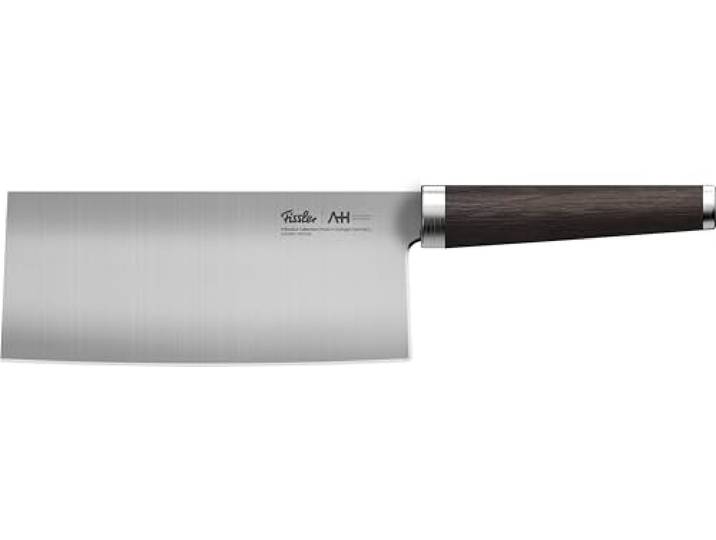 Fissler PrimeCut Chinesisches-Kochmesser 18 cm – Küchenmesser Made in Solingen aus Spezialstahl mit Räuchereiche Griff – extra scharf, handgeschliffen, langlebig
