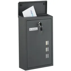 Relaxdays Briefkasten Hochformat Anthrazit,Silber,Transparent