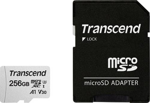 Transcend Premium 300S microSDXC-Karte 256 GB Class 10, UHS-I, UHS-Class 3, v30 Video Speed Class, A1 Application Performance Class inkl. SD-Adapter
