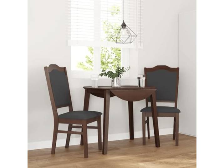 HEFZGDB Esszimmerstühle mit Kissen 2 STK. Braun Massivholz Gummibaum Ergonomische Stühle mit Rückenlehne für Wohnzimmer und Essbereich