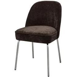Esszimmerstuhl Vogue aus Chenille-Stoff, modernes Design, Chrome/Dunkelbraun, weich gepolstert
