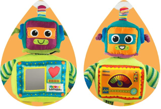 Tomy Lamaze Rusty the Robot Sensory Clip-On Baby Toy for Babies - Colourful Textured Toy with Mirror and Crinkly Fabrics - Birth to 12 Months