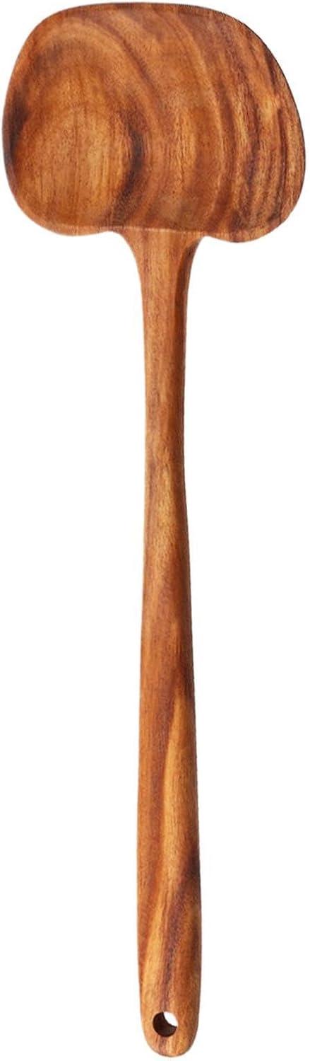 Holz-Suppenkelle 2-in-1 mit langem, ergonomischem Griff für beschichtetes Kochgeschirr