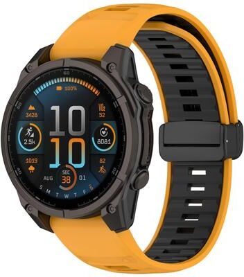 Everyday Crate Garmin Fenix 8 AMOLED 51mm Magnetic Silicone Watch Band Two Color Replacement Watch Strap orange+black