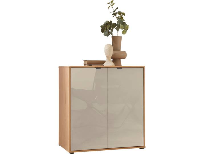 Kommode WIEMANN Cardiff Sideboard, Wäscheschrank, teilmassiv Erle, 80 cm , beige (champagner), Erle,Front Glas Champagner, Erle, Sideboards, Kommode, verschiedenen Ausführungen, inklusive Einlegeboden