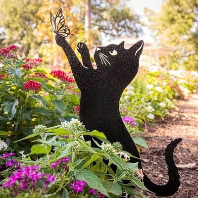 Discount Dollar Deals Cat Garden Stake Decoration Metal Outdoor Balcony Art For Garden Or Patio c