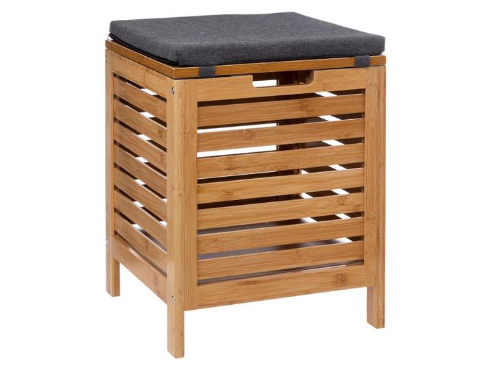 5five Simply Smart Badhocker mit Wäschekorb Bamboo 35/35/49 cm, Braun, Naturmaterialen, 35x49x35 cm, Haushalt & Reinigung, Wäschepflege, Wäschekörbe & Wäschetonnen