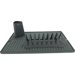 Berger Abtropfgestell Set 3-tlg. mit Geschirrhalter, Abtropfmatte und Besteckhalter grün