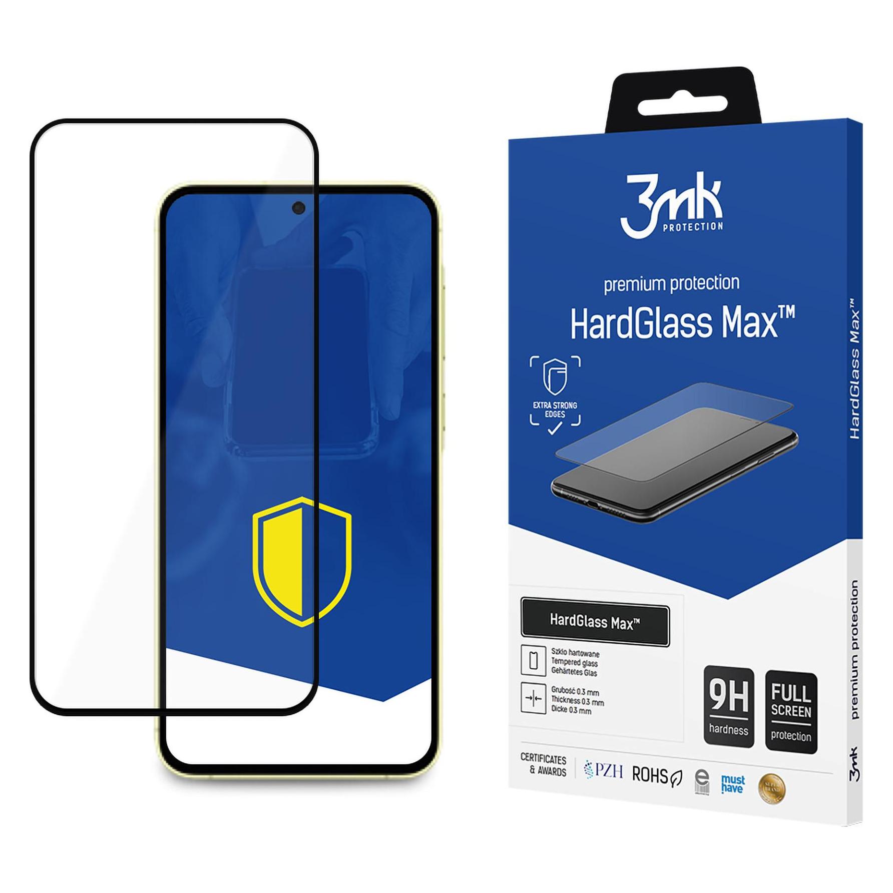 3MK HardGlass Max Sam A35 / A55 5G czarny/black, Fullscreen Glass (1 Stk., Samsung Galaxy A35, Samsung Galaxy A55) (5903108549738)