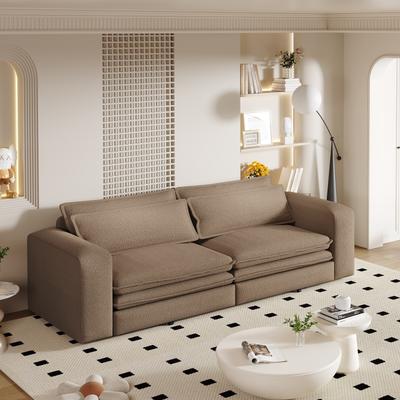 Loedds 93-Inch Sherpa King Pull-Out Sofa Bed with Deep Seat Square Arms and 2 Pillows