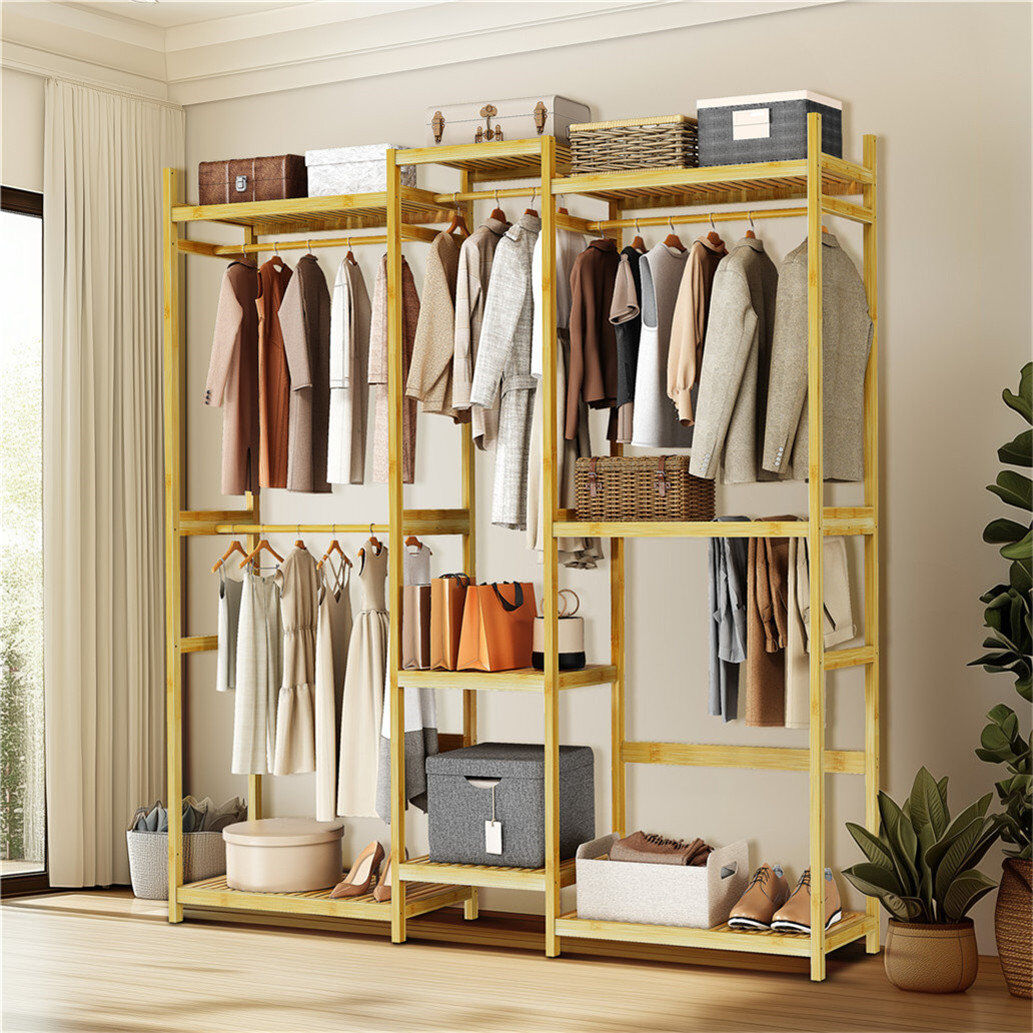 Rebrilliant 177cm Barnish Freestanding Clothes Rack Natural Wood