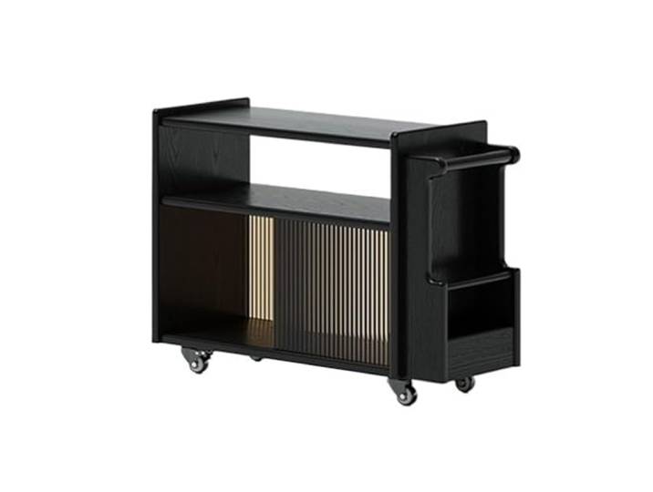 9bbhfJw4R Couchtisch im Landhausstil Sofa-Beistelltisch mit Rollen, Home-Sofa-Seitenschrank, Aufbewahrungswagen(Schwarz)