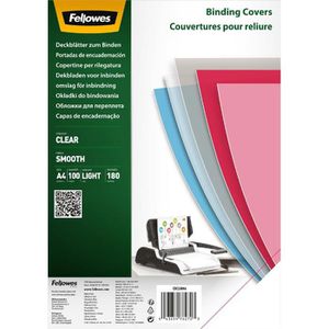 Fellowes Bindefolien 5384601, klar-transparent, 180 mic, 0.18 mm stark, aus hitzebeständigem PET, A4, 100 Stück
